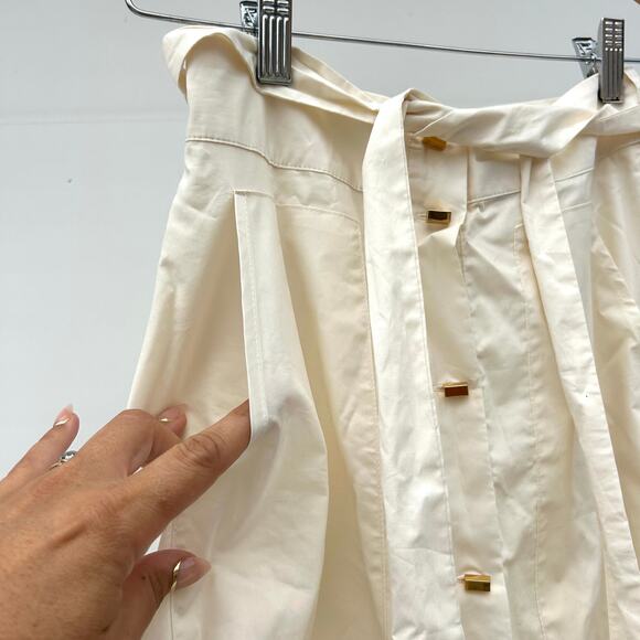 Marciano By Guess Pat Belted Maxi Skirt Off-White Long Gold Buttons US 2 IT 38 - Picture 10 of 11